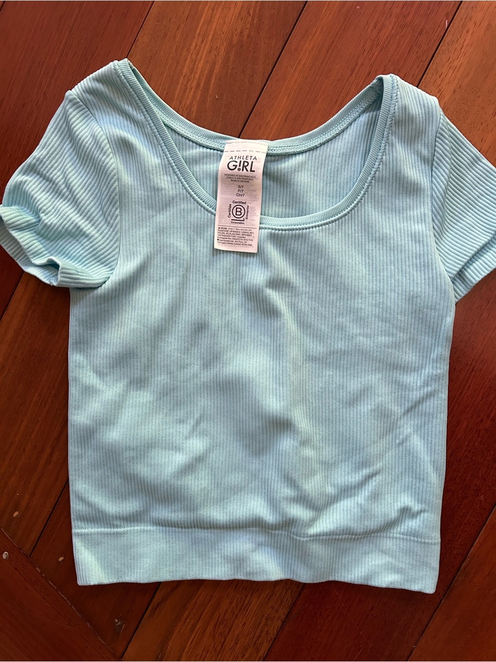 Athleta Girl Mint Ribbed Short Sleeve Scoop Top